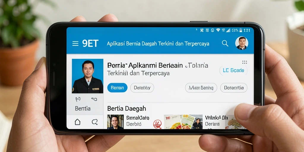 Tampilan antarmuka aplikasi 9ET yang menarik dengan berita daerah.