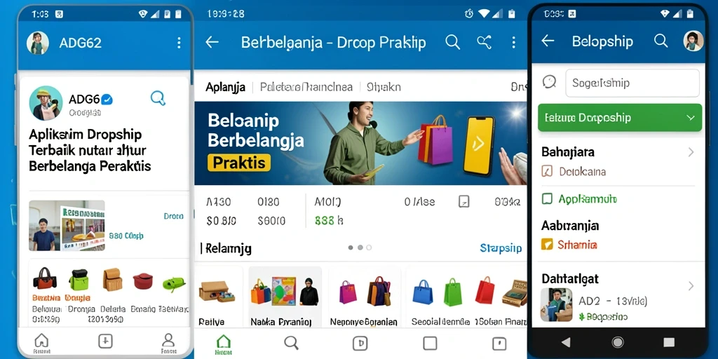 Tampilan antarmuka utama ADG62 untuk aplikasi Dropship yang user-friendly.