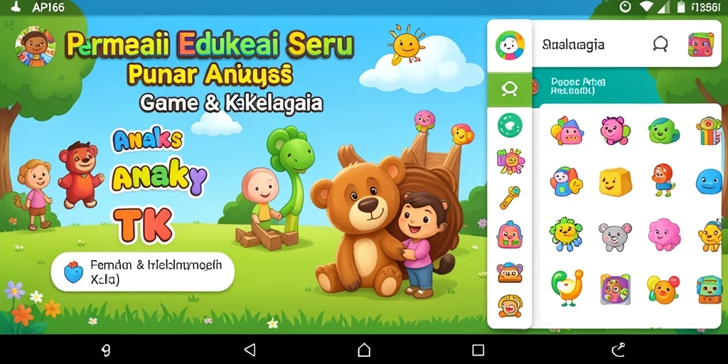 Tampilan antarmuka ceria API66 untuk anak-anak.