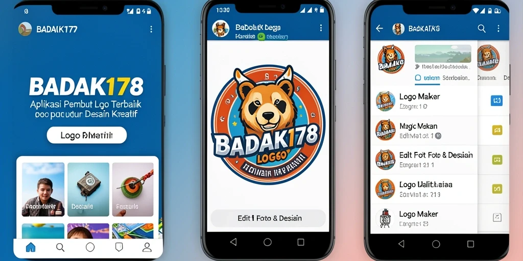 Antarmuka intuitif BADAK178 untuk pembuatan logo kreatif.