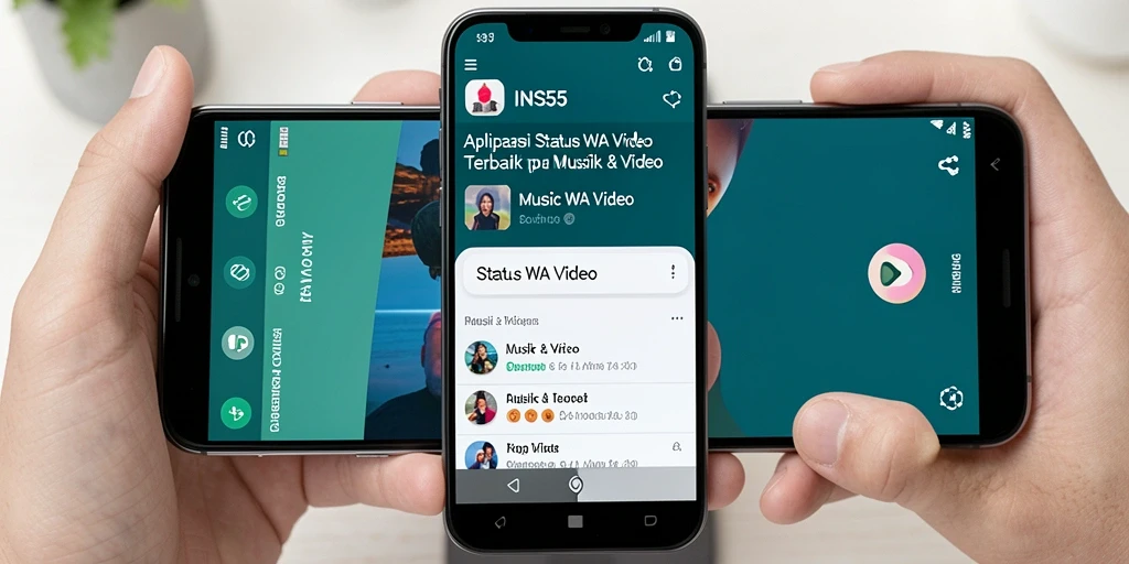 Antarmuka pengguna INS55 dengan fitur status WA video.